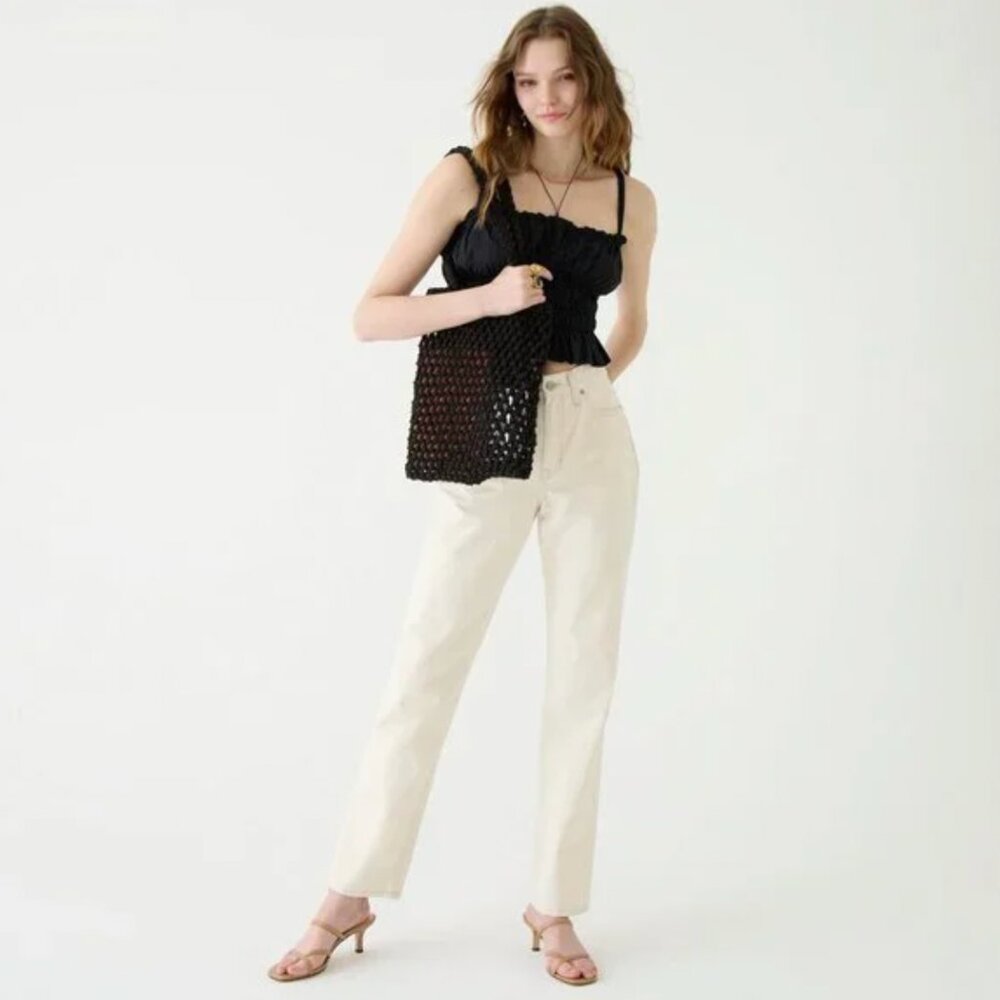 J.Crew High-Rise Full-Length '90s Classic Straight-Fit Jean in Ecru (Size 23)